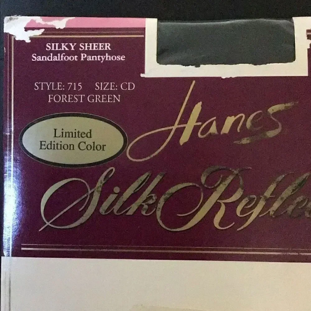 Hanes Silk Reflections pantyhose Forrest green size CD